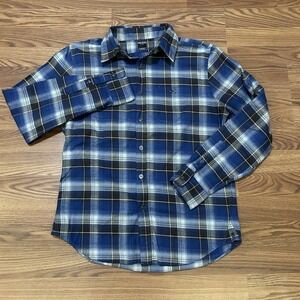 Todd Snyder Flannel Button Down Plaid Men's Size Medium Cotton Shirt Blue Black